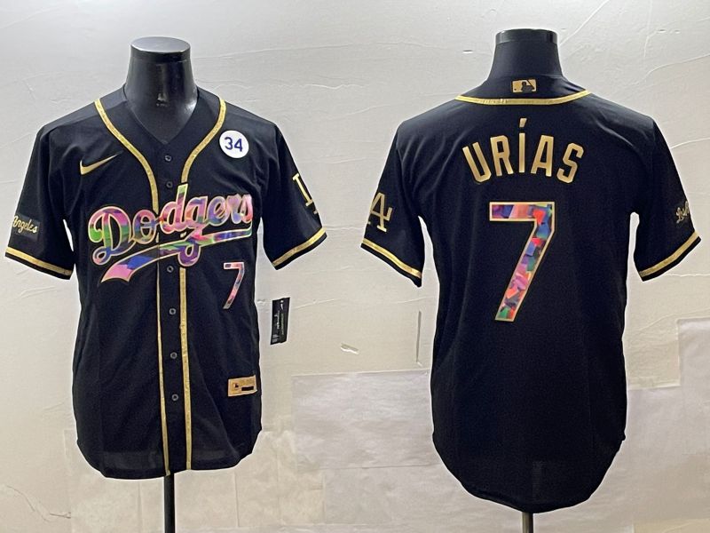 Men Los Angeles Dodgers 7 Urias Black Fashion Game 2025 Nike MLB Jersey style 03093